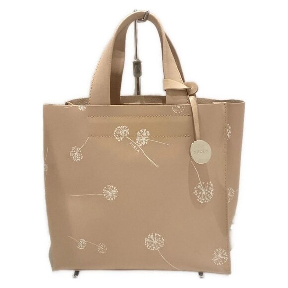 Auth FURLA - Pink Beige White Leather Tote Bag - Picture 1 of 10